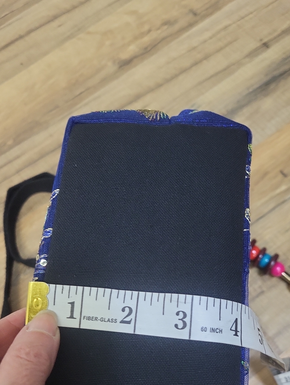 Blue Sequin Peacock Lightweight Handle & Removable Crossbody Strap Bag - Picture 11 of 15